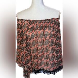 Lf bell sleeves, semi sheer blouse, gorgeous coral color